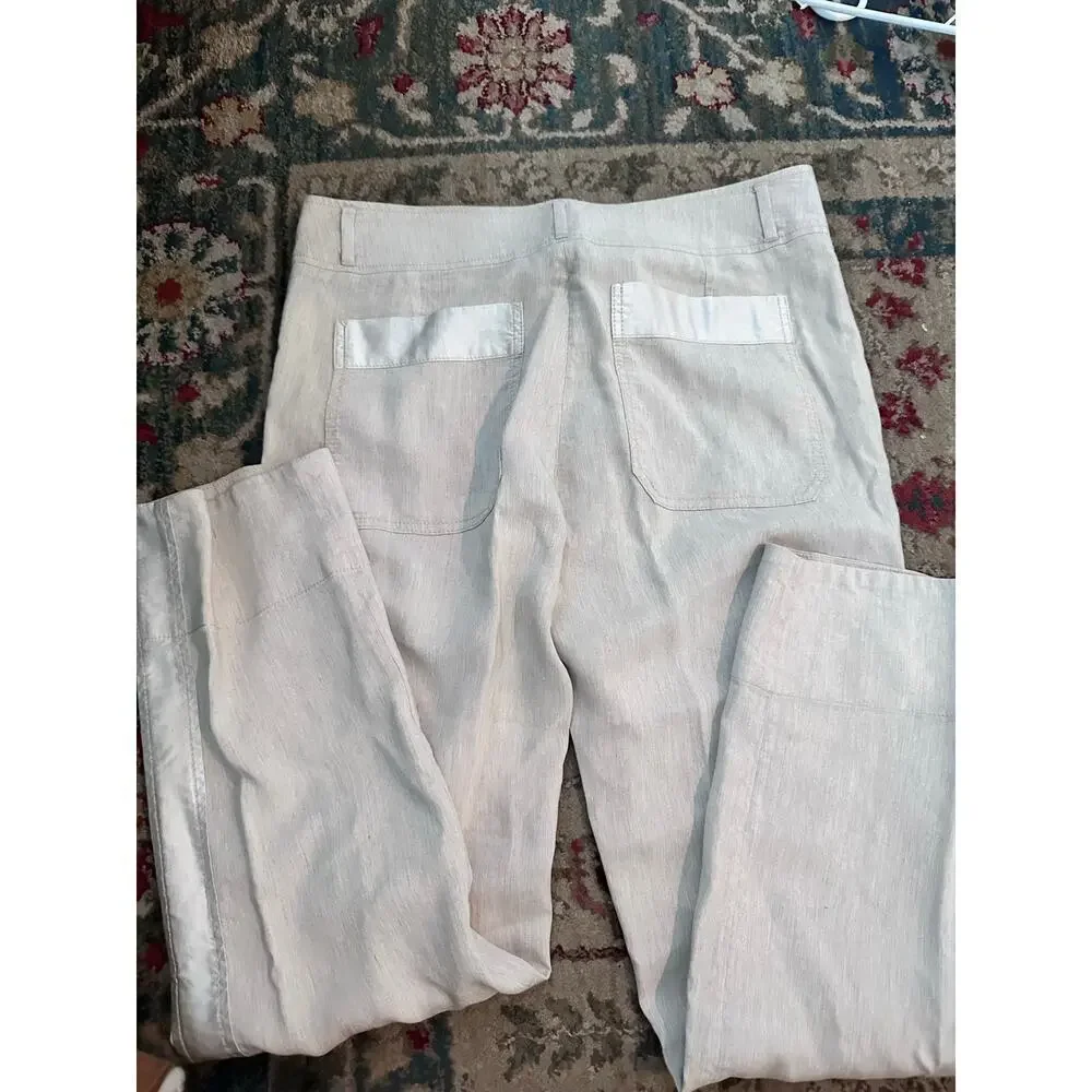 Tonet Men's White Mid Rise Side Stripe Straight Leg Pants Size 44